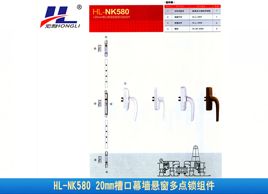HL-NK580 20mm槽口幕墙悬窗多点锁组件